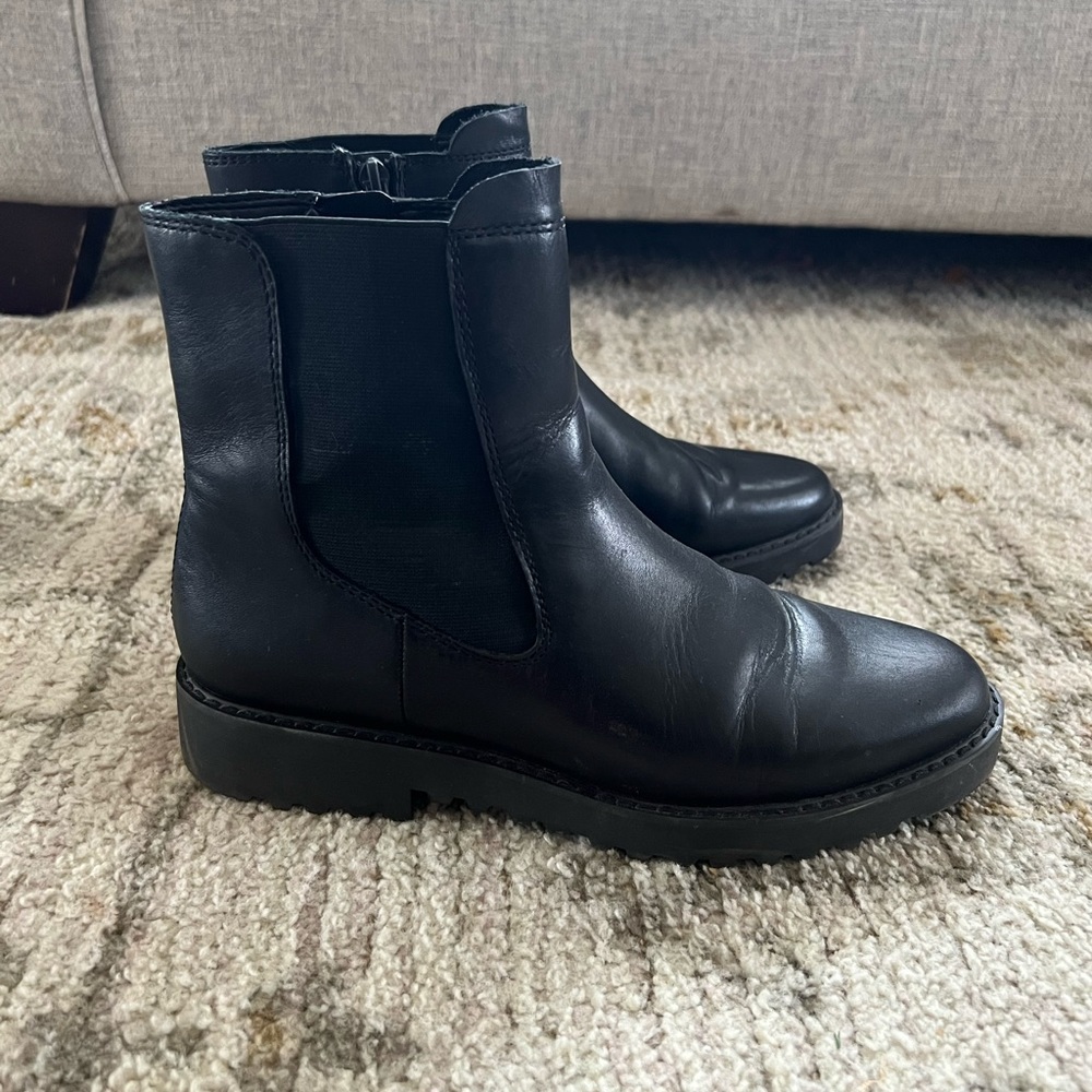 Franco Sarto CARIAN BOOTIE black leather platform Y2K boots size 9